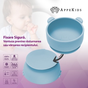 Bol din silicon cu ventuza, AppeKids, The Little Bear - Aqua Blue - Img 4