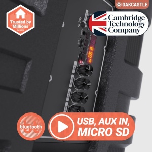 Boxa portabila 2.0 Oakcastle, Majority, 2 microfoane, tripod si telecomanda incluse, 150 W, negru, Resigilat, Grad A - Img 4