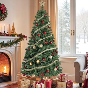 Brad artifical de Craciun Songmics, PVC, verde, 78 x 180 cm, Resigilat, Grad A