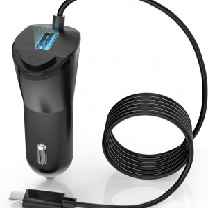 Bricheta auto cu incarcator si cablu tip C Soaiy, 18 W, 2 porturi USB, negru - Img 1