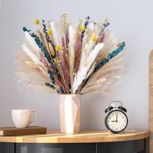 Buchet de pampas uscat Apomkjoe, multicolor, 43 cm, 100 fire