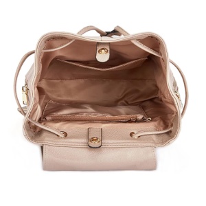 C'iel, Rucsac de piele naturala cu bretele ajustabile Milo, Roz somon, 31x28.5x14, Resigilat, Grad A - Img 3