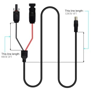 Cablu adaptor pentru panoul solar 16 AWG Gintooyuin, metal/PVC, negru/rosu. 180 cm