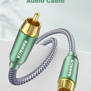 Cablu audio RCA RAWAUX, 24 K, cupru/nailon, verde/auriu, 3 m - Img 7