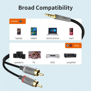 Cablu de audio auxiliar 3,5 mm pentru laptop/tableta 1mii, negru/gri, 1 m - Img 7