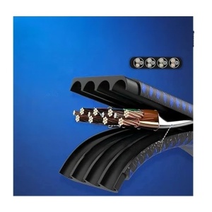 Cablul Cat 8 Lekvkm, plat, metal/nailon, albastru/negru, 1 m
