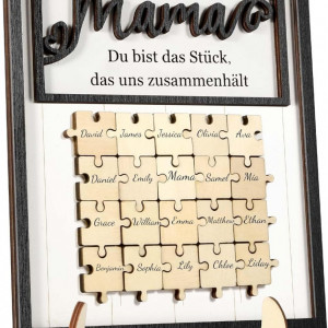 Cadou personalizat pentru Mama Ufkaa, lemn, alb/natur/negru, 19 x 24 cm