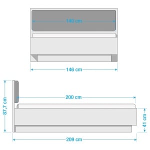 Cadru de pat Riber, PAL/piele ecologica, maro/negru, 146 x 88 x 210 cm