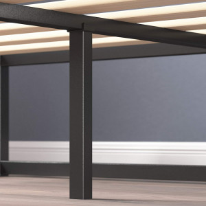 Cadru de pat ZINUS, otel/lemn, negru/natur, 140 x 200 x 25,5 cm - Img 3