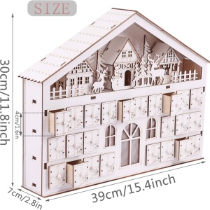 Cumpara Calendar de advent Valery Madelyn, lemn, alb, LED, 39 x 30 x 7 cm  de la Chilipirul-zilei în rate, cu cardul sau plata la livrare!