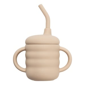 Cana din silicon cu pai, AppeKids - Bubble Beige - Img 3