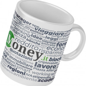 Cana Money.It, ceramica, alb/gri/verde, 8,2 x 9,7 cm, 350 ml