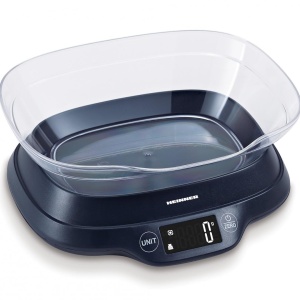 Cantar de bucatarie Heinner HKSB-TC5P, 5Kg, Touch Control, Functie Tara, Functie cantarire lichide, Display LCD, Bol plastic, Albastru - Img 2