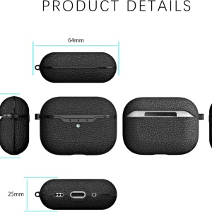 Carcasa de protectie pentru Airpods Pro 2 2022 Akabeila, silicon/metal, negru, 6,4 x 4,9 x 2,5 cm