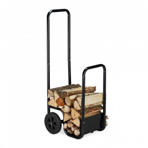 Carucior pentru lemne Chimney, metal/cauciuc, negru, 100 x 43 x 40 cm
