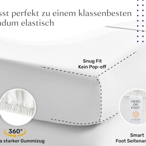 Cearsaf cu elastic Sleep Mantra, bumbac/poliester, alb, 200 x 200 x 30 cm - Img 4