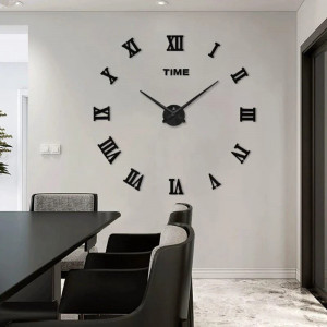 Ceas de perete 3D Timelike, metal/plastic, negru, 80 cm - Img 3