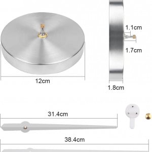 Ceas de perete 3D URAQT, metal, argintiu, 38,4 x 31,4 x 12 cm - Img 6