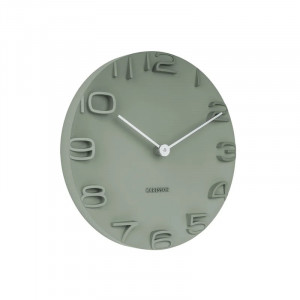 Ceas de perete Karlsson, plastic/metal, verde, rotund, 42 cm