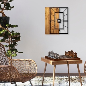 Ceas decorativ de perete Re-Bloom, metal/lemn, maro/negru, 49 x 3 x 58 cm - Img 4