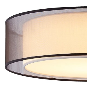 Chloe plafoniera 3 lumini LED, 50x50x16 cm, 24W 2880lm 3000K, cadru fier nichelat, abajur textil, gri/argintiu - Verificat A · Re-Bloom - Img 5