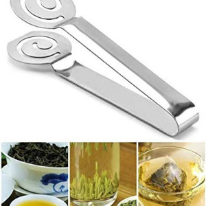Cleste de servire pentru ceai Youfui, argintiu, otel inoxidabil, 13,8 x 3,8 cm - Img 1