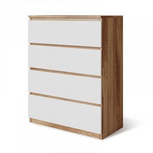 Comoda Baptistin, lemn masiv, alb/maro, 89 x 70 x 35 cm - Img 1