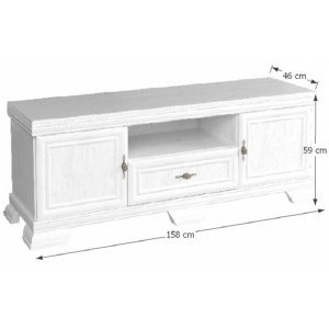 Comoda living VMT2, 2 usi, sertar, Alb Antichizat, 158 x 46 x 59 cm - Img 2