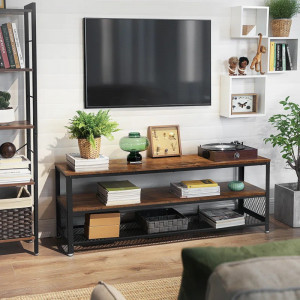 Comoda TV Ansted, material lemnos/ metal, maro/ negru, 140 x 40 x 52 cm