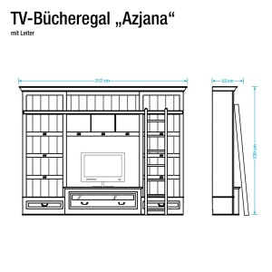 Comoda TV Azjana, lemn masiv de pin/MDF, maro inchis, 312 x 239 x 52 cm