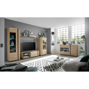 Comoda TV Cailla, MDF/sticla, natur/gri grafit, 138 x 46 x 40 cm