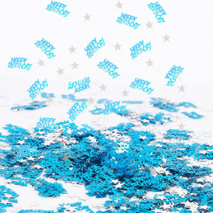Confetti "HAPPY BIRTHDAY" Hileyu, albastru, plastic, 40 g - Img 6