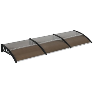 Copertina de exterior pentru usa/fereastra, policarbonat 5mm/aluminiu/PP, 303x96x27 cm, suport perete 96x27 cm, set suruburi inclus, negru - Verificat A · Re-Bloom