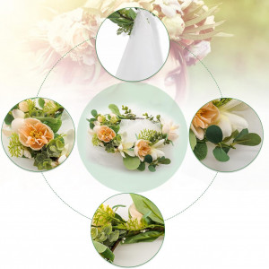Coronita de flori pentru dama Nekolus, poliester, verde/alb/portocaliu, 19 cm