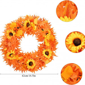 Coronita pentru usa XHXSTORE, matase, portocaliu, 42 cm
