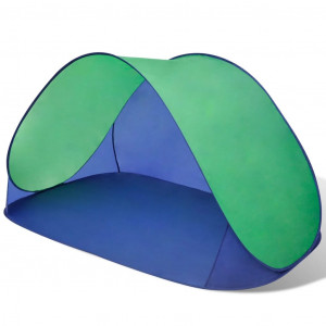Cort pentru plaja Dakota Fields, otel/poliester, albastru inchis/verde, 180 x 110 x 90 cm