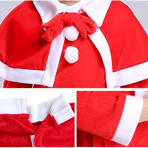 Costum de Craciun pentru fetita Tyidalin, 3 piese, poliester, alb/rosu, 6-7 ani - Img 2