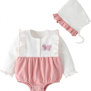 Costumas pentru bebelusi din 6 piese Cawndilla, bumbac, alb/roz, M, 3-6 luni - Img 6