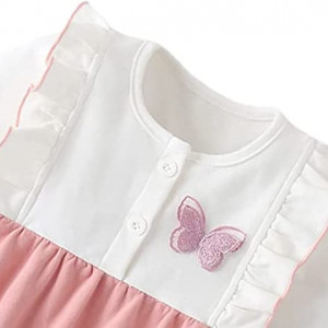 Costumas pentru bebelusi din 6 piese Cawndilla, bumbac, alb/roz, XL, 9-12 luni - Img 3