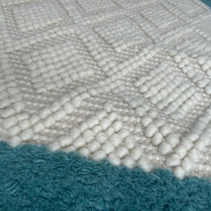 Covor My Home, bej/ turcoaz, lana/ bumbac/ poliester, 200 x 300 cm