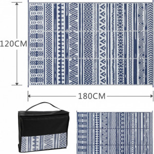 Covor reversibil pentru terasa Famibay, PVC, alb/albastru inchis, 120 x 180 cm - Img 2