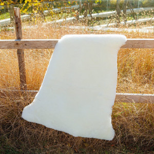 Covoras de blana DERWENT, piele naturala de oaie, alb, 60 x 90 cm - Img 7