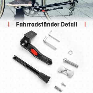 Cric universal pentru biciclete Henmi, aliaj de aluminiu/otel inoxidabil, negru/rosu, 32-36 cm - Img 2