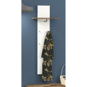 Cuier cu raft Tecnos, MDF, alb/ natur, 140 x 50 x 25 cm