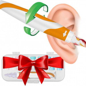 Curatator de urechi cu 16 capete spiralate de inlocuire EPILUM, silicon/ABS, alb/portocaliu - Img 1
