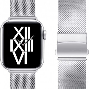 Curea metalica AFEKYY , argintiu, din otel inoxidabil, compatibila cu Apple Watch 6/5/4/3/2/1, SE. - Img 6