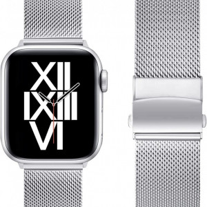 Curea metalica AFEKYY, argintiu, otel inoxidabil, compatibila cu Apple Watch 6/5/4/3/2/1, SE. - Img 6