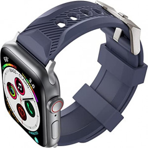 Curea pentru Apple Watch AHASTYLE, silicon, albastru inchis, 15-23,5 cm - Img 1