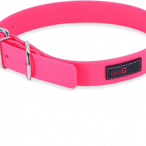 Curea pentru caini Ultrahund, plastic/tesatura, roz, 56-66 cm