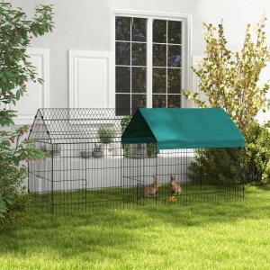 Cusca pentru iepuri exterior/interior tip casuta cu acoperis, otel/Oxford poliester/PP, 220x85x103 cm, acoperis 125x110 cm, usa principala 39.5x43.5cm + usa laterala, verde/negru - Verificat A · Re-Bloom - Img 4